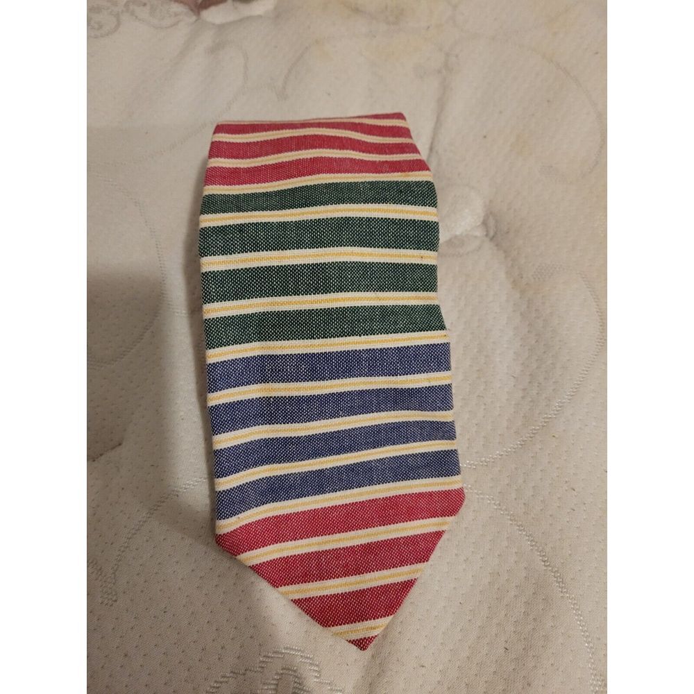 Casual‎ Cotton Striped Multicolor 57" Neck Tie by Rooster Made In Good Old USA